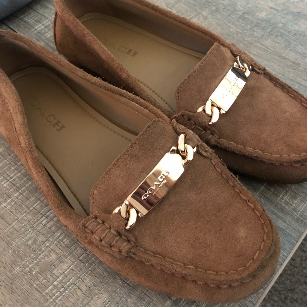 Coach brown suede loafers